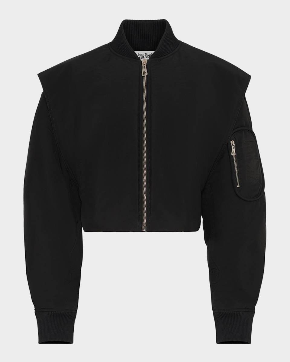 Hidden Hood Crop Bomber Jacket